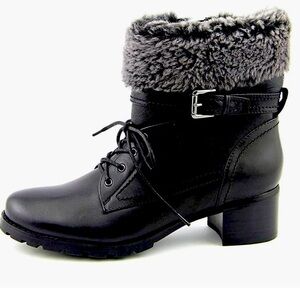 BONDO WOMEN’S BLACK FUR TRIMMED AND LINED BOOT